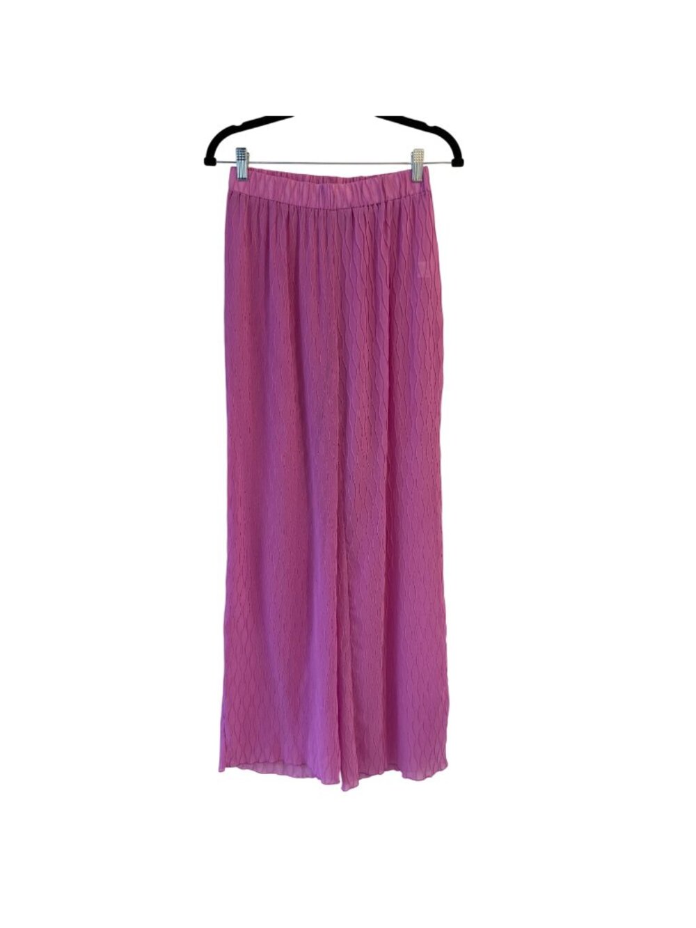 Meshki Semi Sheer Textured Wide Leg Pants Pink Size S Cover Up Resort